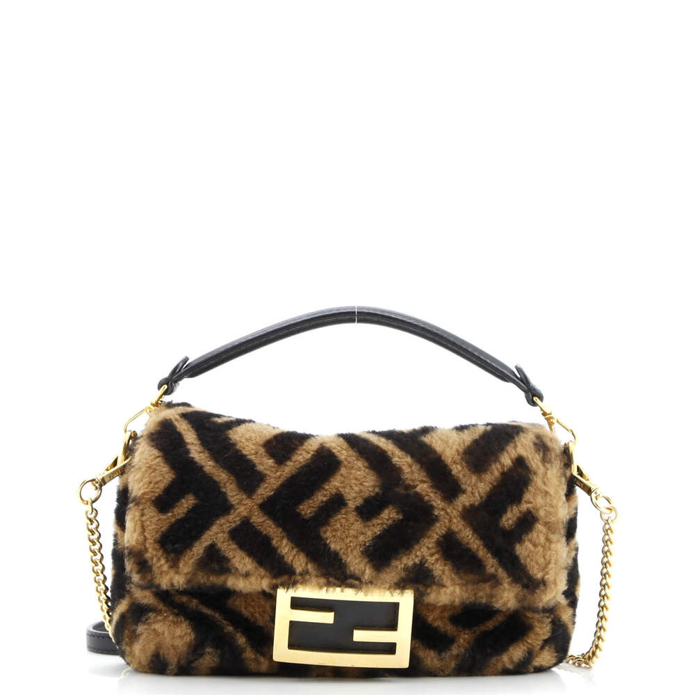 Fendi Mini Baguette NM Bag Zucca Shearling